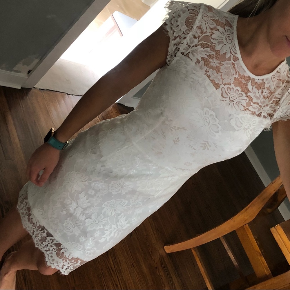 White Lace Midi Dress